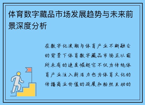 体育数字藏品市场发展趋势与未来前景深度分析
