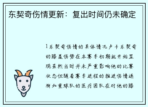东契奇伤情更新：复出时间仍未确定